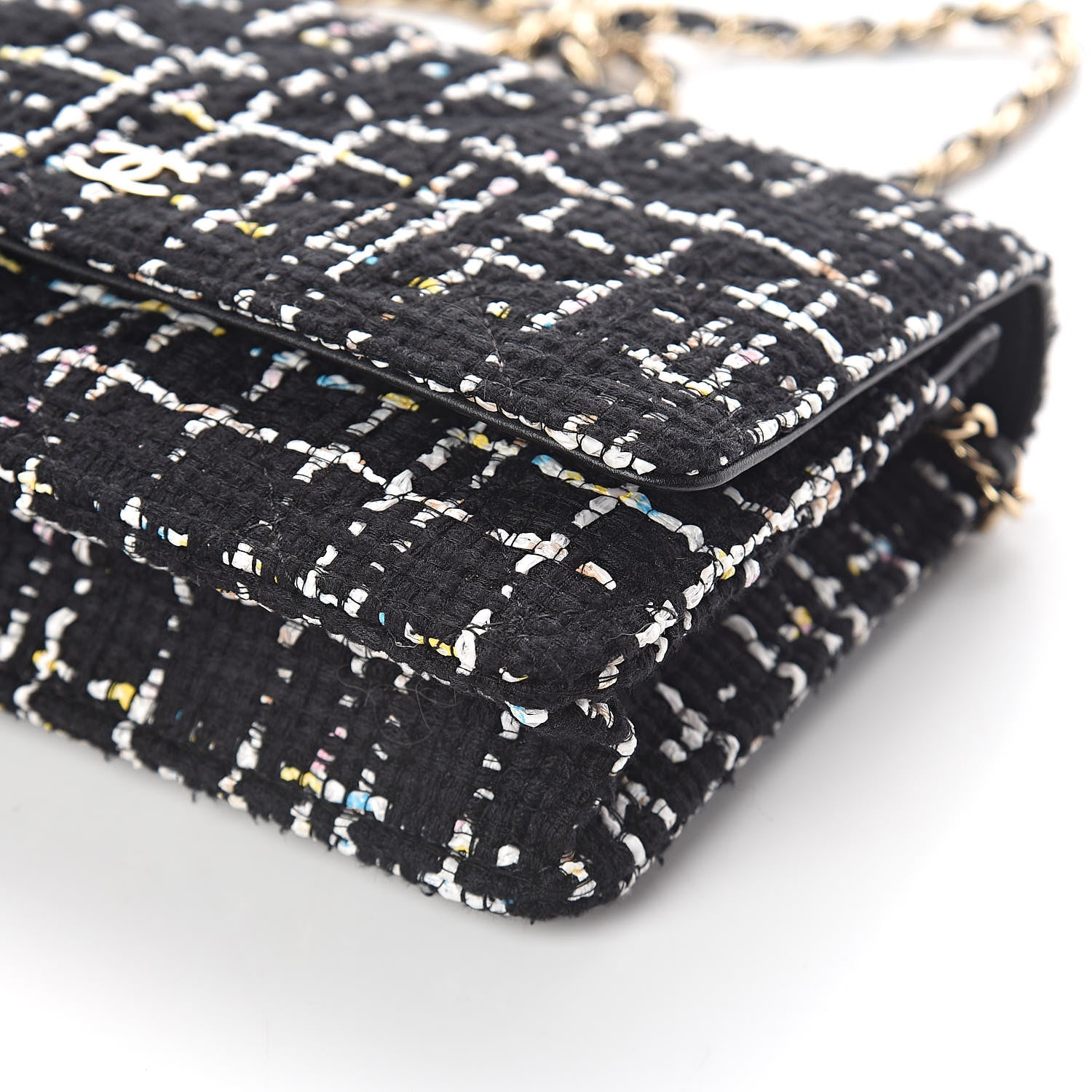 Chanel Tweed Wallet On Chain WOC Black 10 of 12
