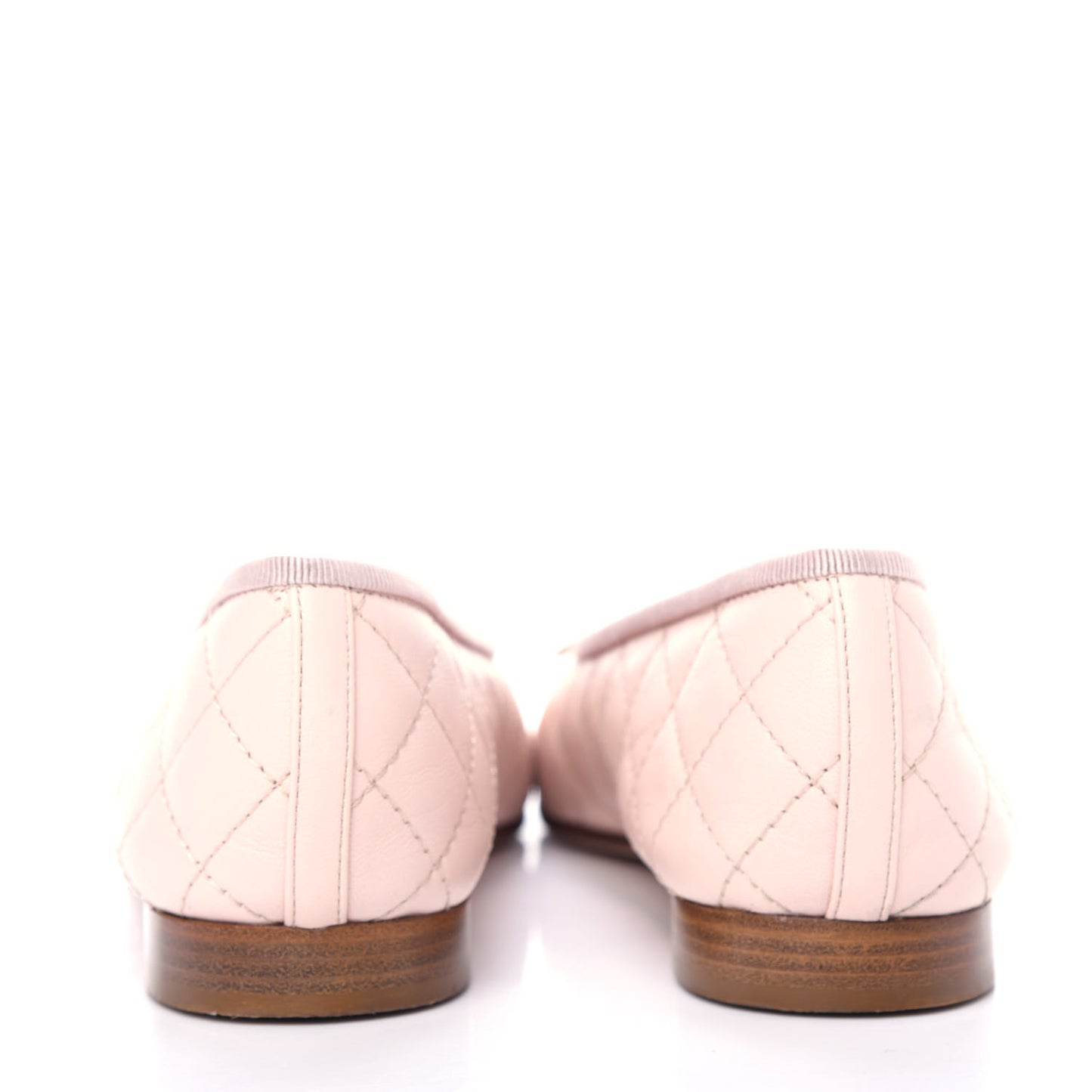 Lambskin Quilted Cap Toe Ballerina Flats 38.5 Light Pink