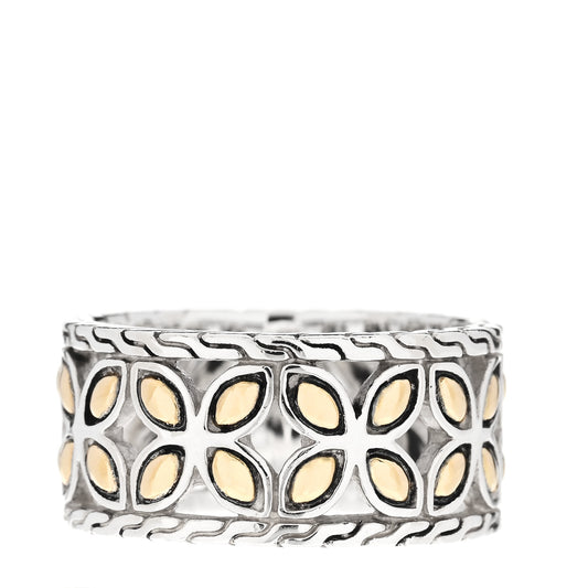 Sterling Silver 18K Yellow Gold Batu Kawung Band Ring 54 7