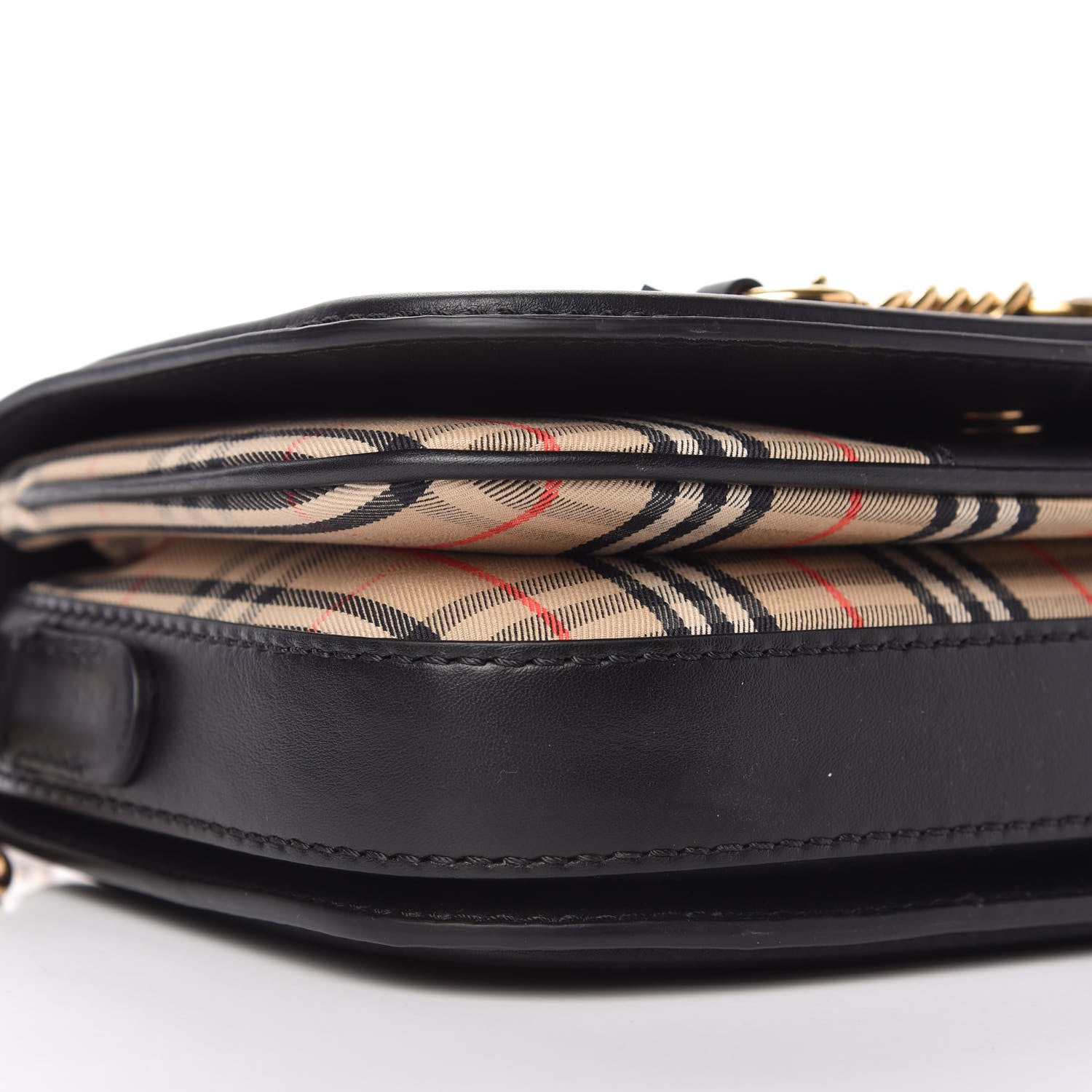 Burberry Smooth Calfskin 1983 Knight Check Link Shoulder Bag Black 6 of 9