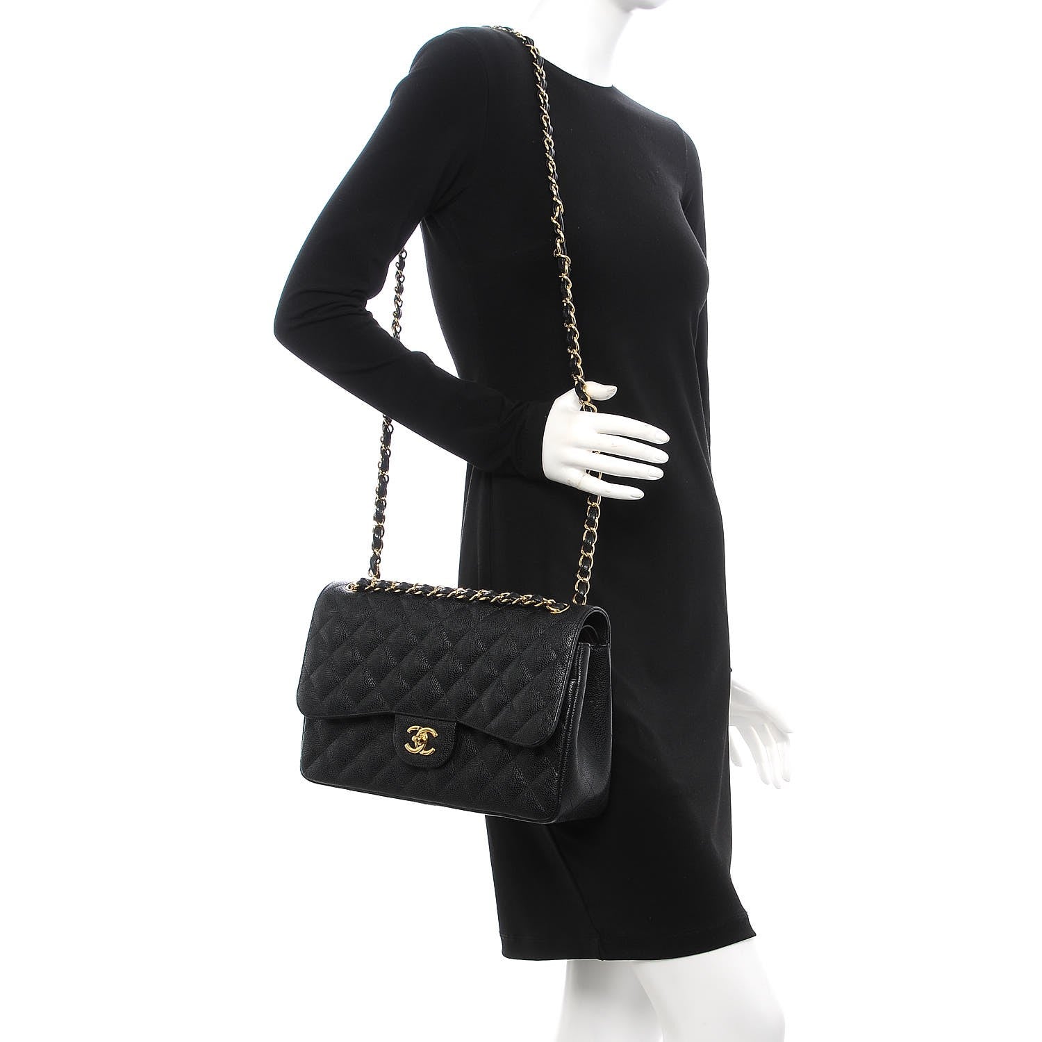 Chanel Caviar Quilted Jumbo Double Flap Black 2 of 8