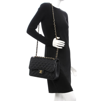 Chanel Caviar Quilted Jumbo Double Flap Black 2 of 8