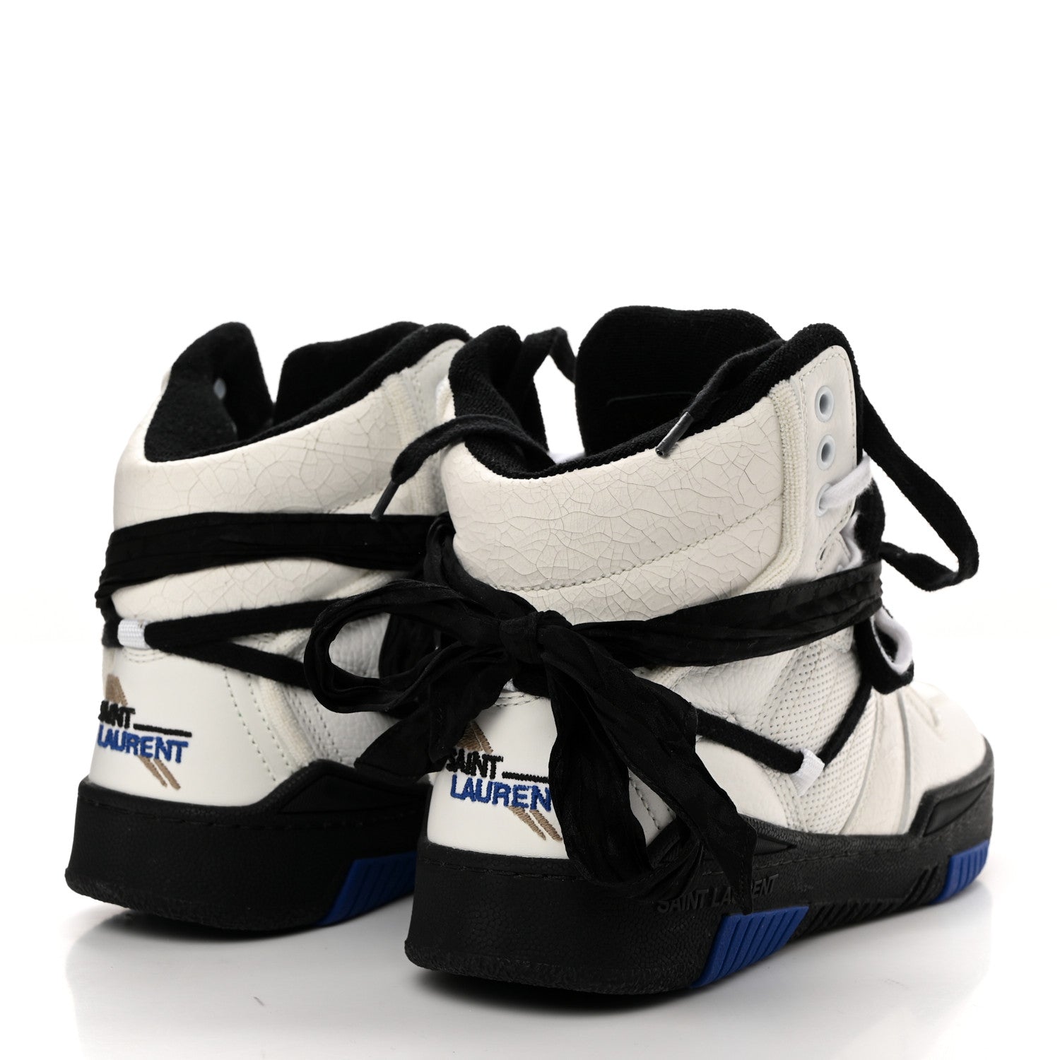 Saint Laurent Calfskin Smith High Top Sneakers 39 White Black 4 of 8