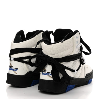 Saint Laurent Calfskin Smith High Top Sneakers 39 White Black 4 of 8