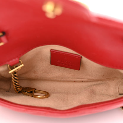 Gucci Calfskin Matelasse Super Mini GG Marmont Shoulder Bag Hibiscus Red 5 of 11