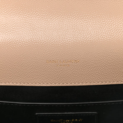 Saint Laurent Grain De Poudre Textured Mixed Matelasse Medium Triquilt Monogram Satchel Dark Beige 5 of 9