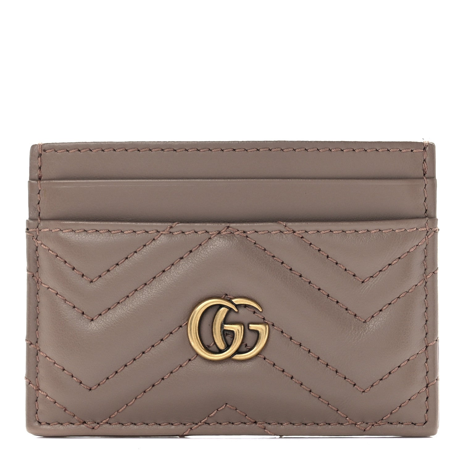 Gucci Calfskin Matelasse GG Marmont Card Holder Porcelain Rose 1 of 10