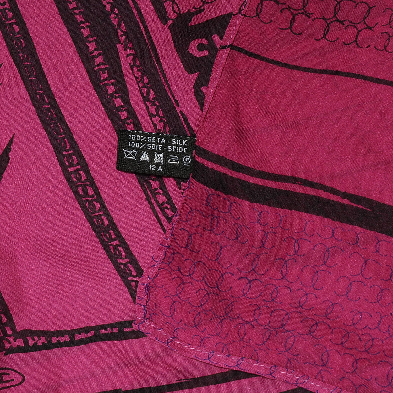 Chanel Silk CC Logo Scarf Pink Black 5 of 5