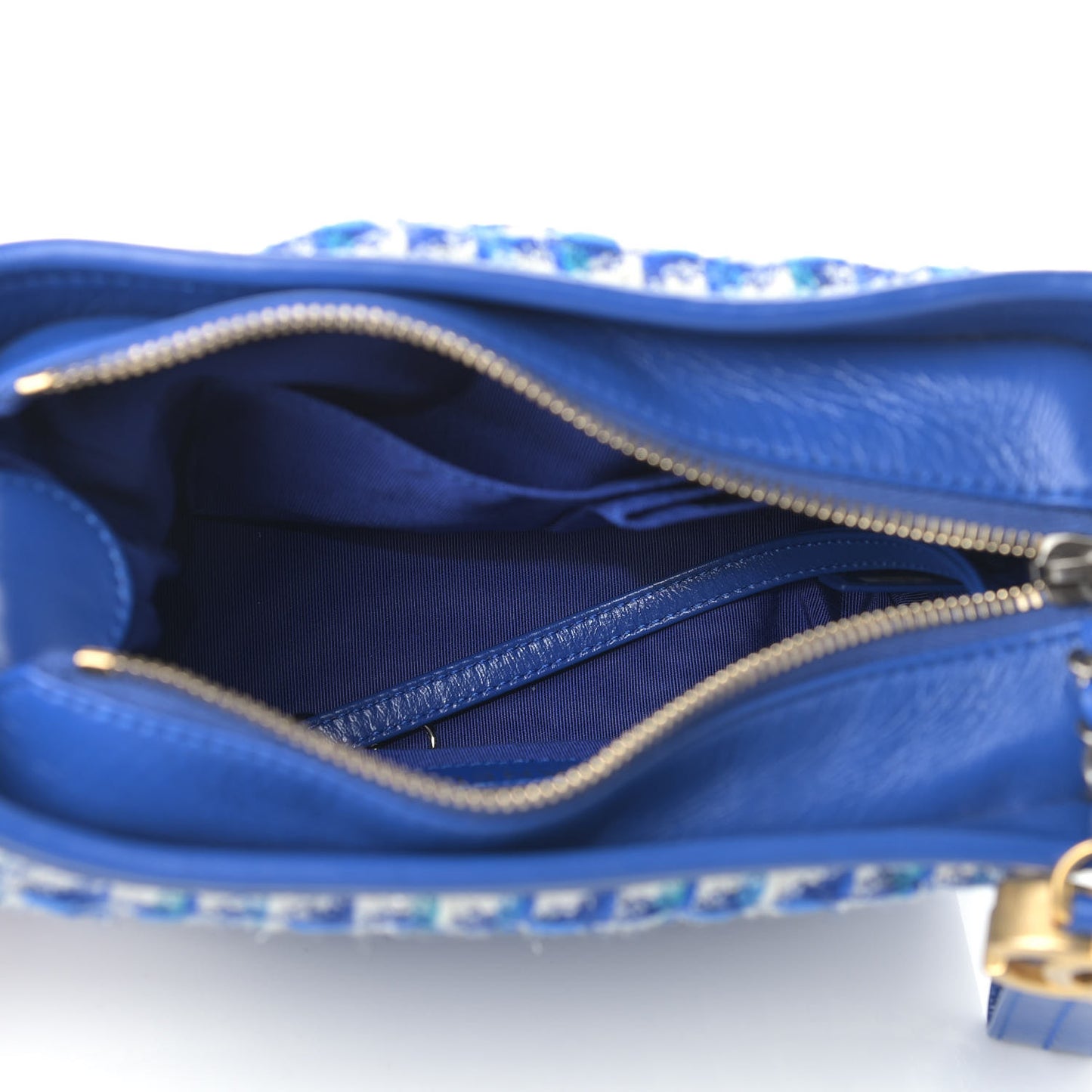Tweed Calfskin Small Gabrielle Hobo Royal Blue