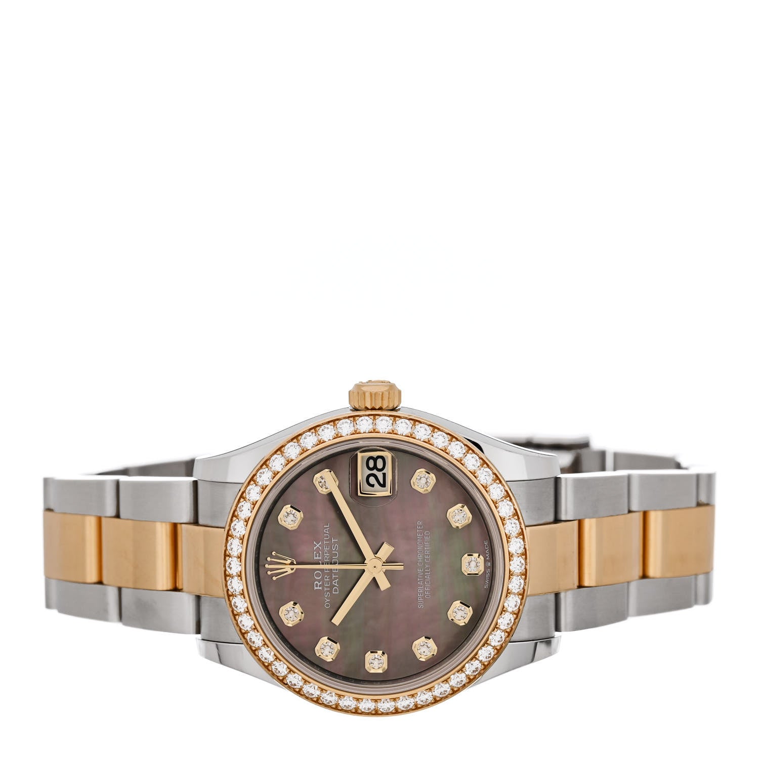 Rolex Stainless Steel 18K Yellow Gold Diamond Bezel Black Mother of Pearl 31mm Oyster Perpetual Datejust Watch 278383RBR 2 of 5