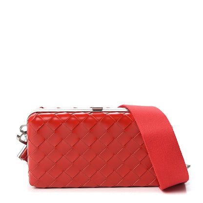 Bottega Veneta Spazzolato Intrecciato Mens Crossbody Messenger Bag Bright Red 1 of 7