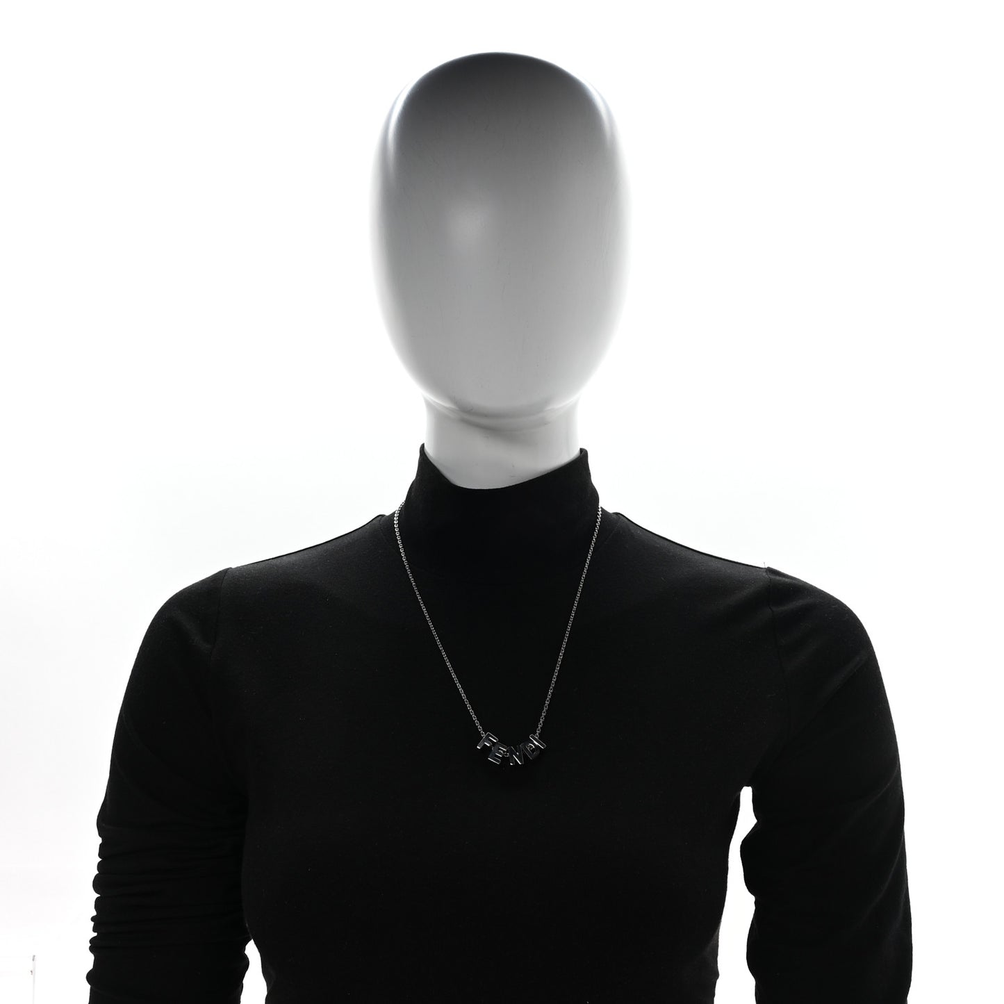 Metal Logo Charm Necklace Silver