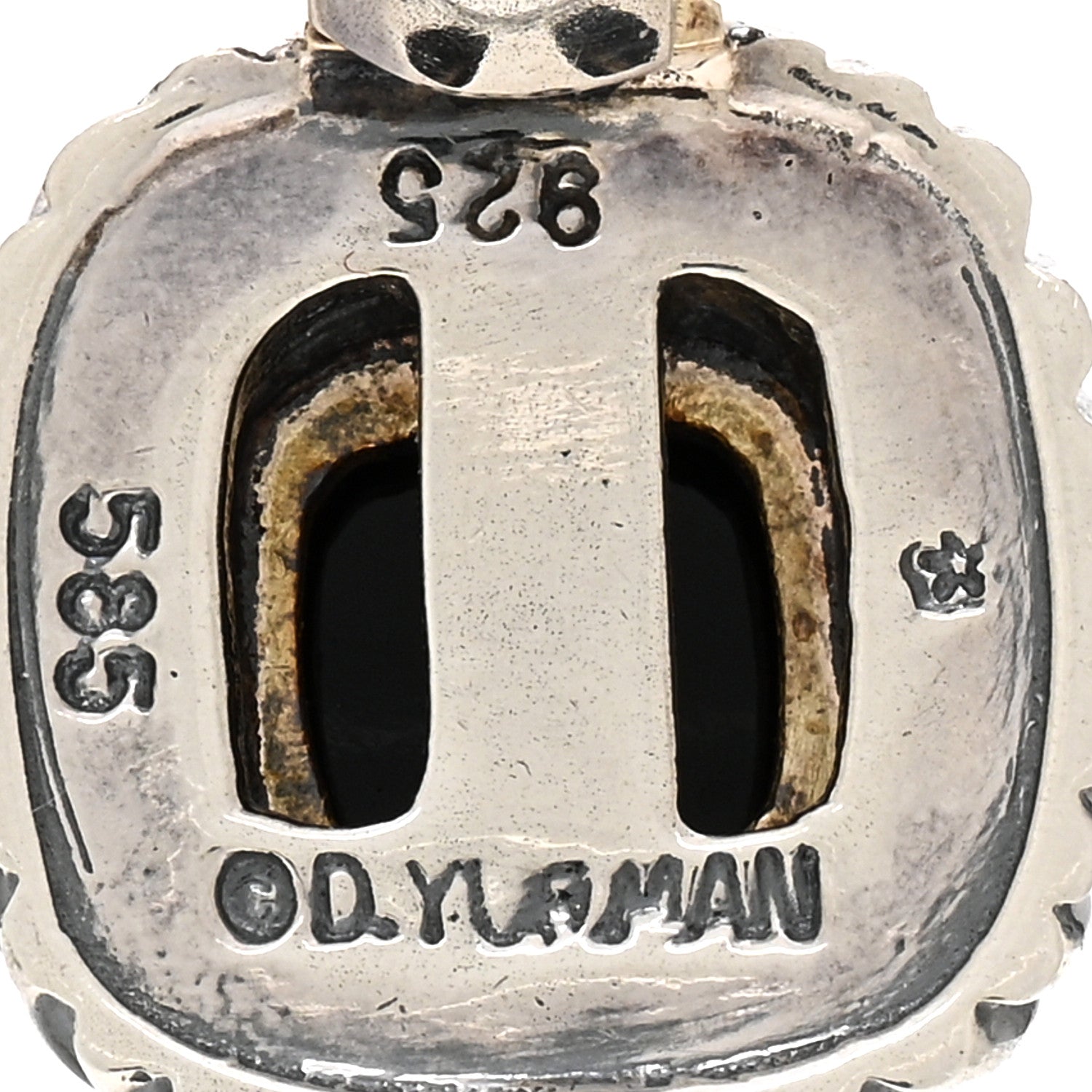 David Yurman Sterling Silver 14K Yellow Gold Black Onyx 7mm Albion Pendant 3 of 3