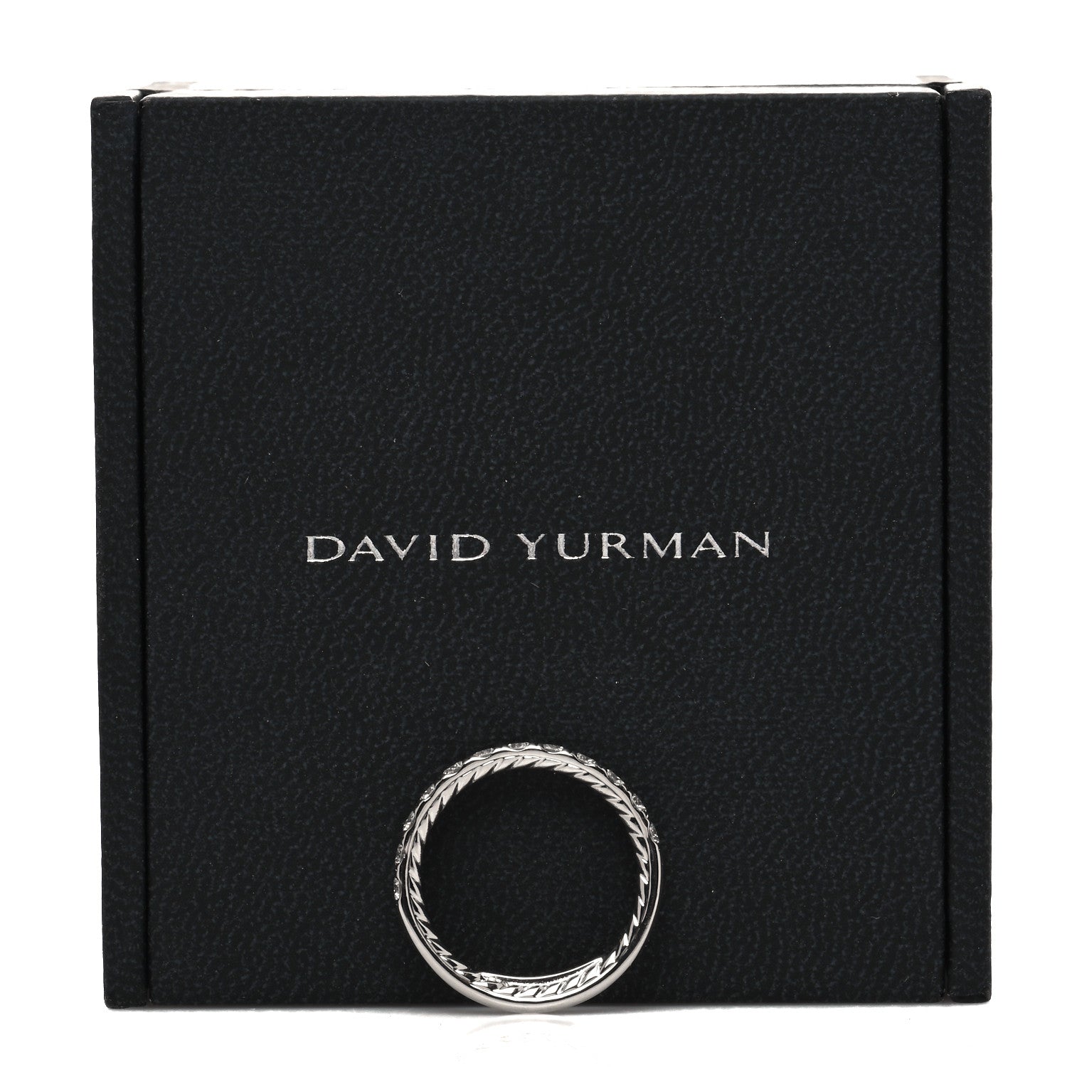 David Yurman Platinum Diamond 2.8mm Partway Eternity Wedding Band Ring 50 5.5 5 of 5