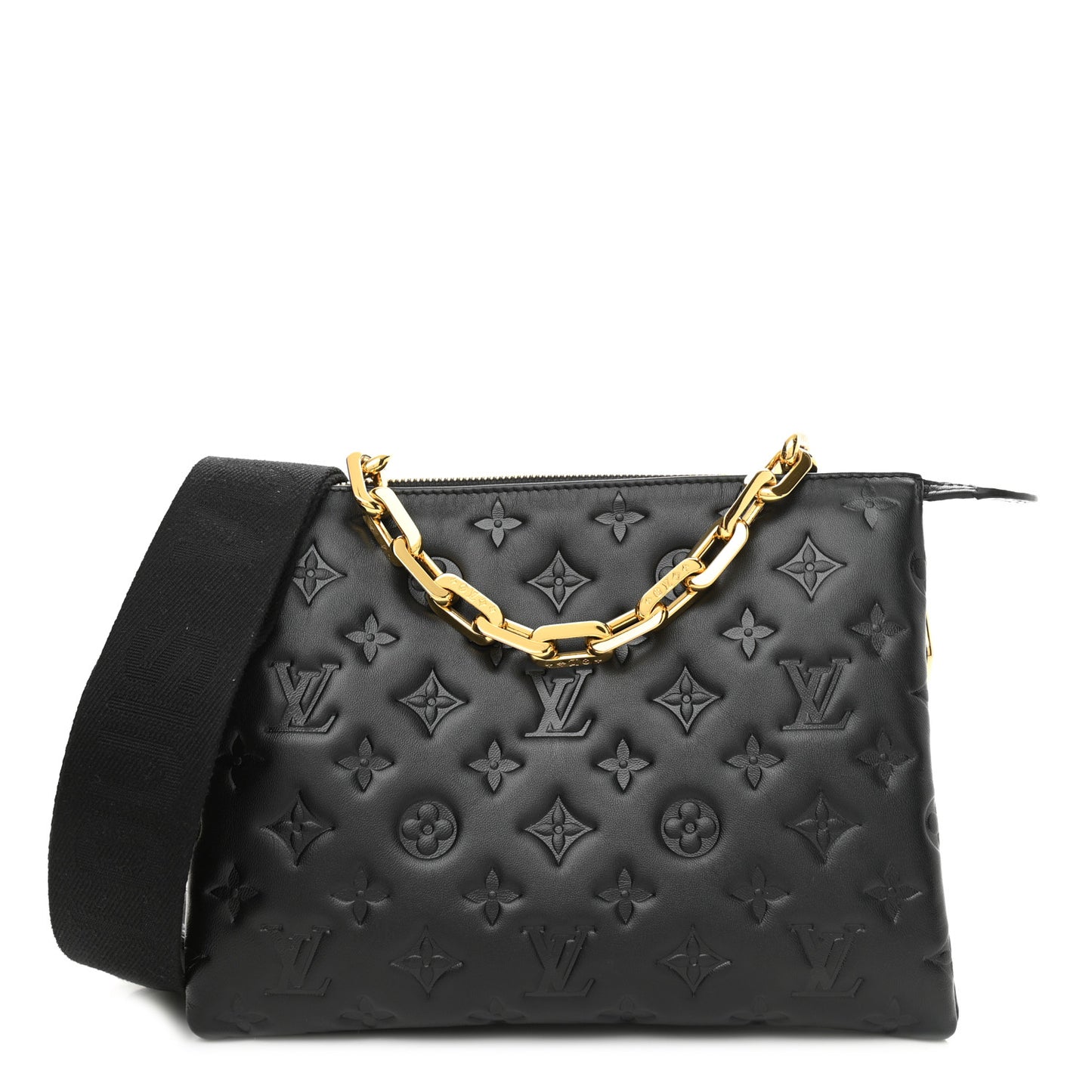 Lambskin Embossed Monogram Coussin PM Black