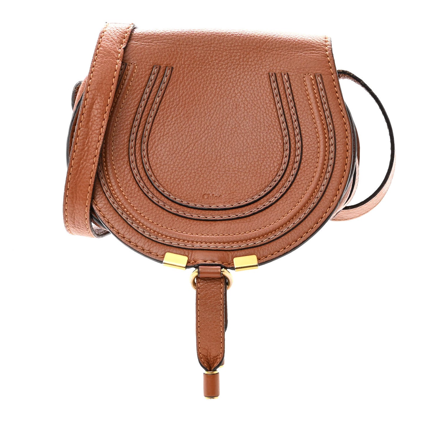 Calfskin Mini Marcie Round Crossbody Bag Tan