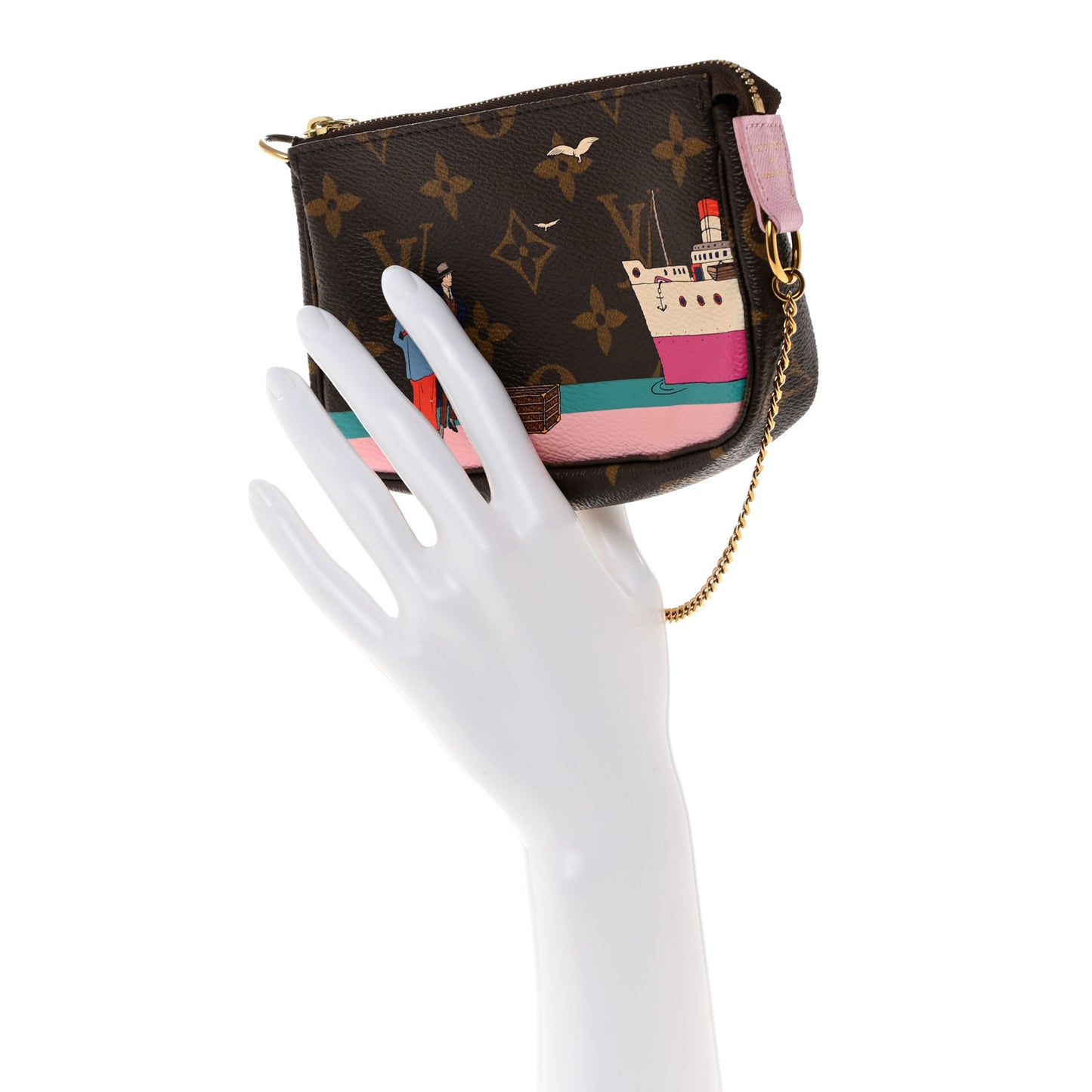 Monogram 2016 Christmas Animation Mini Pochette Accessories Rose Ballerine