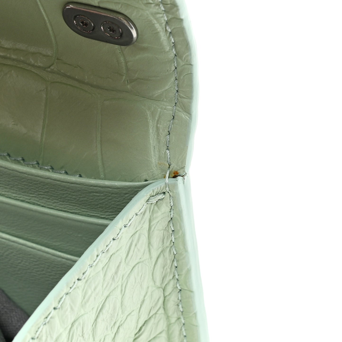Extra Supple Calfskin Crocodile Embossed Gossip Chain Bag XS Light Green