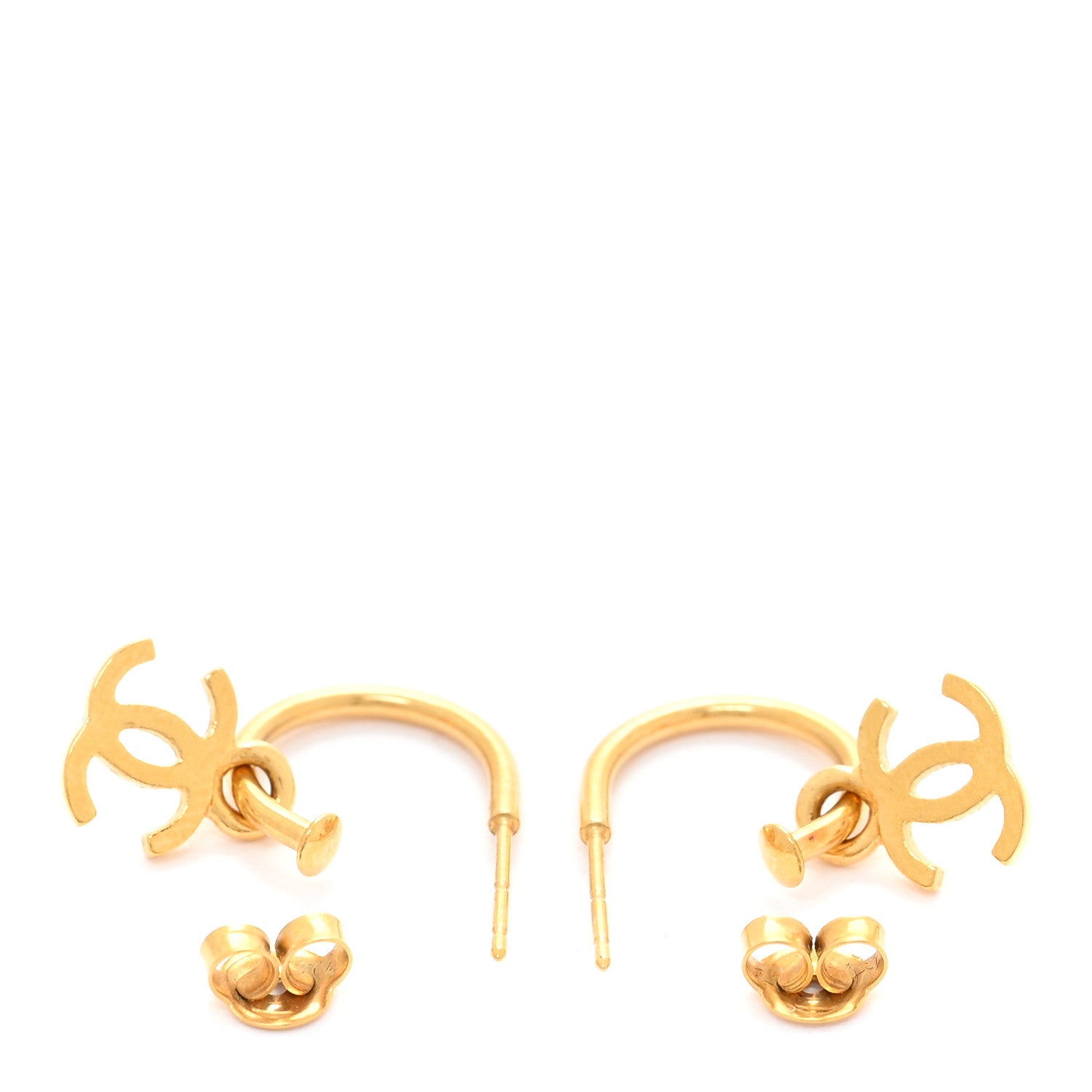 Chanel CC Hoop Earrings Gold 3 of 4