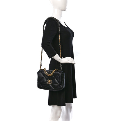 Chanel Shiny Goatskin Quilted Medium Chanel 19 Flap Black 2 of 10