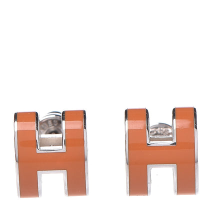 Hermes Palladium Lacquered Pop H Earrings Orange 1 of 6