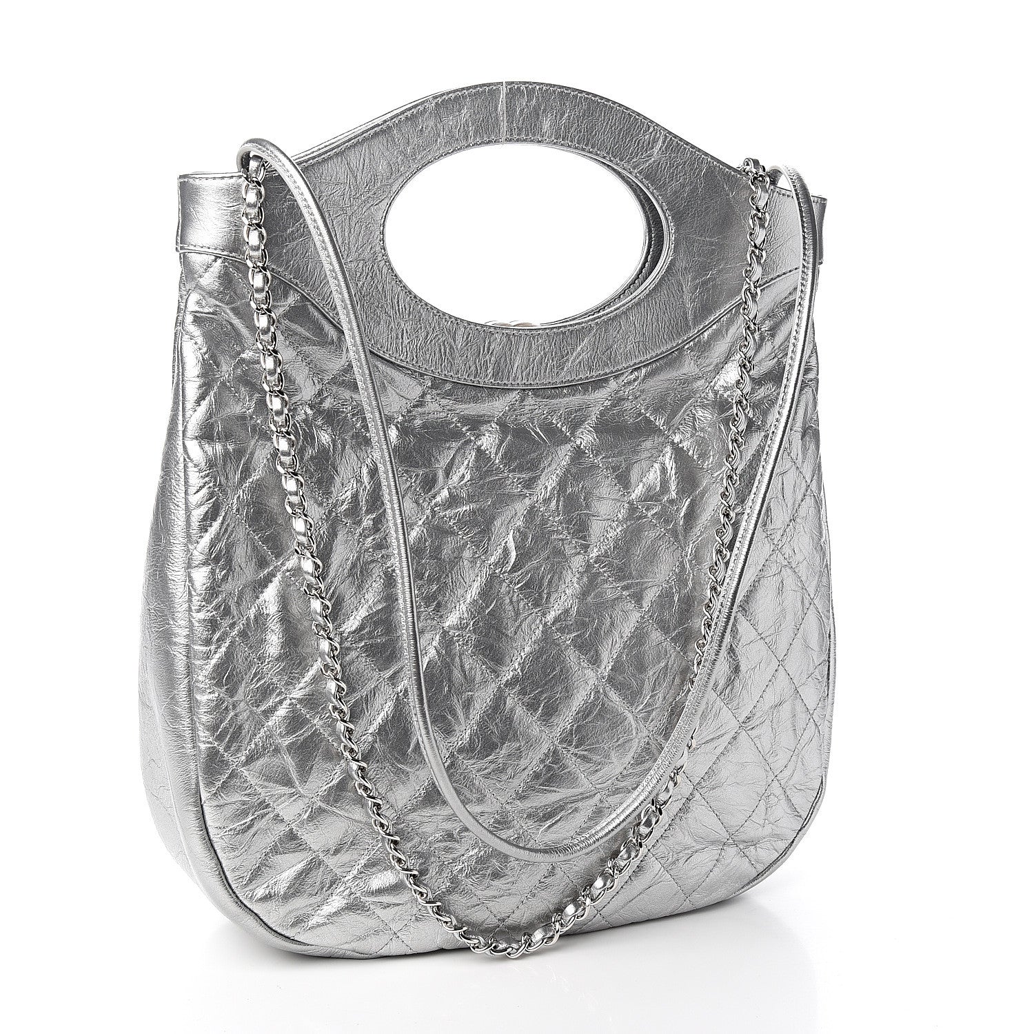 Chanel Metallic Crumpled Calfskin Small 31 Shopping Bag Silver 2 of 10