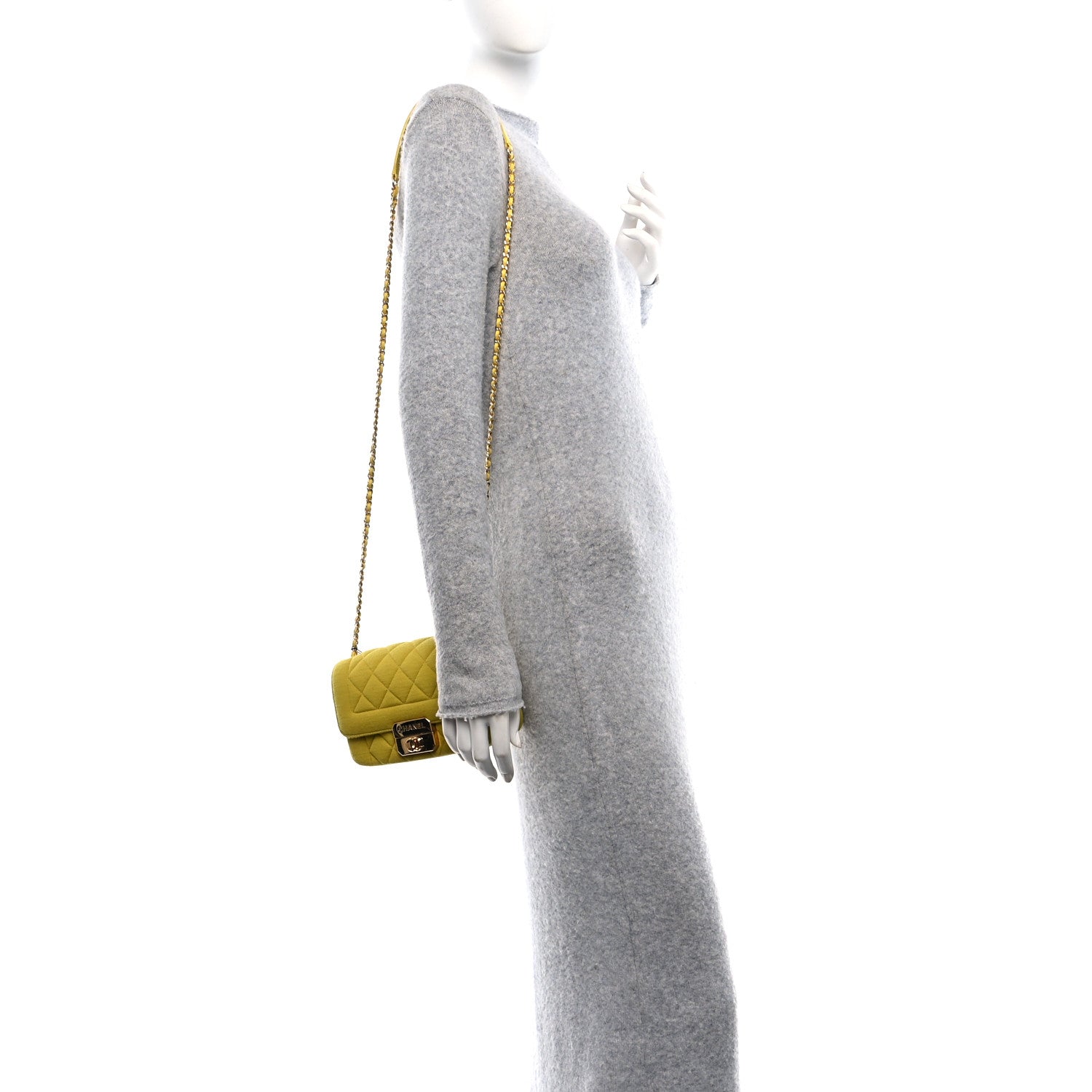 Chanel Jersey Quilted Mini Chic With Me Flap Yellow 3 of 10