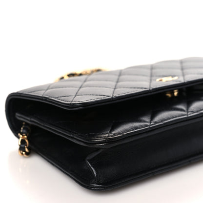Chanel Lambskin Quilted Wallet On Chain WOC Black 9 of 11
