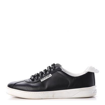 Chanel Calfskin CC Womens Sneakers 37.5 Black 1 of 9