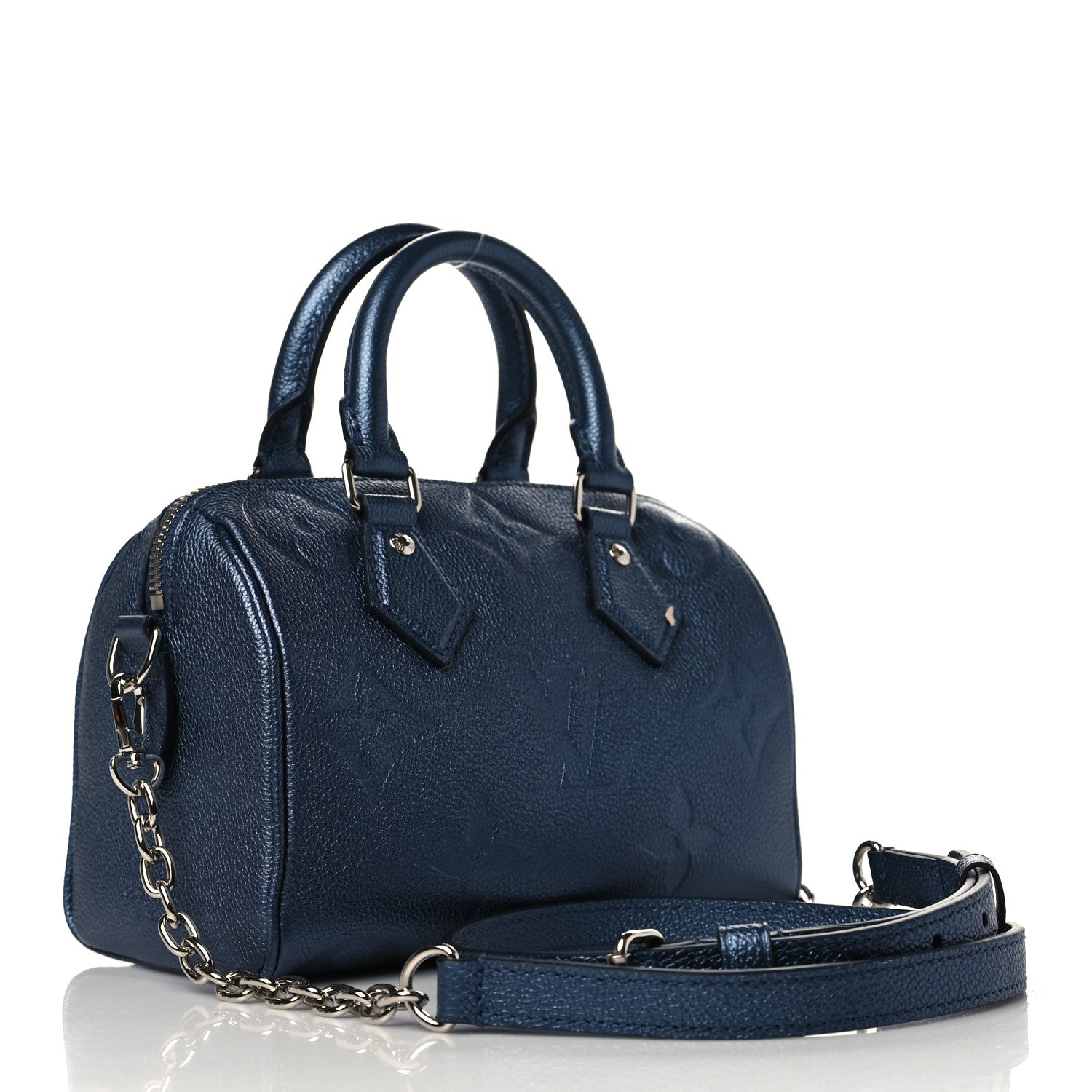 Louis Vuitton Metallic Empreinte Monogram Giant Speedy Bandouliere 20 Navy Nacre 3 of 8