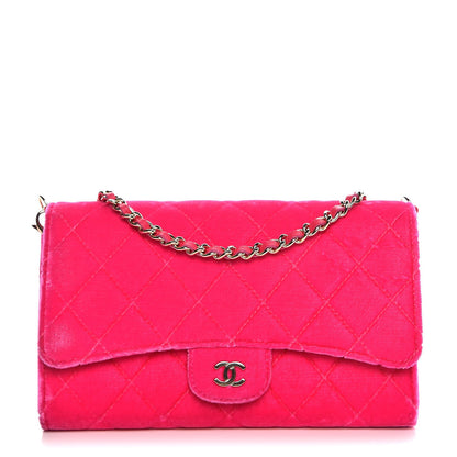Chanel Velvet Quilted Clutch With Chain Pink 1 of 11