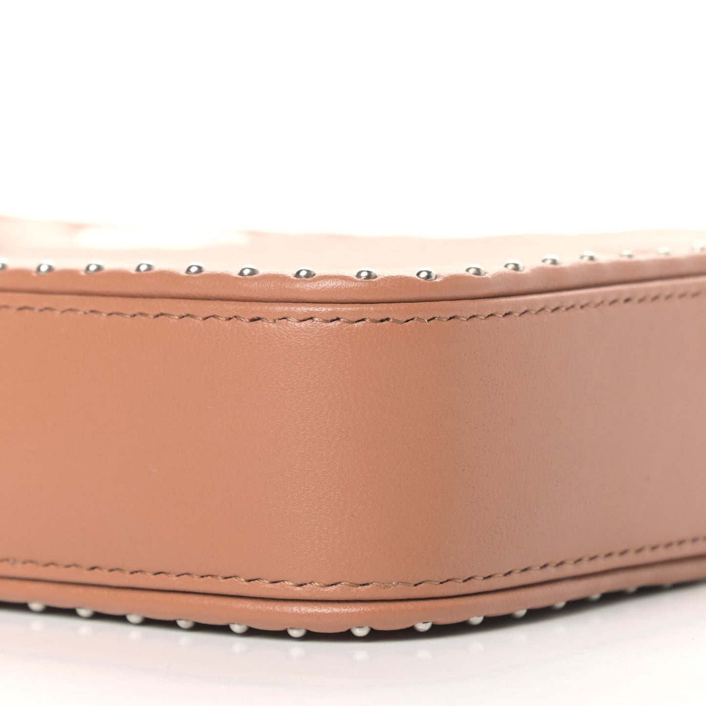 Lambskin Chevron Quilted Studded Small Clutch With Chain Beige