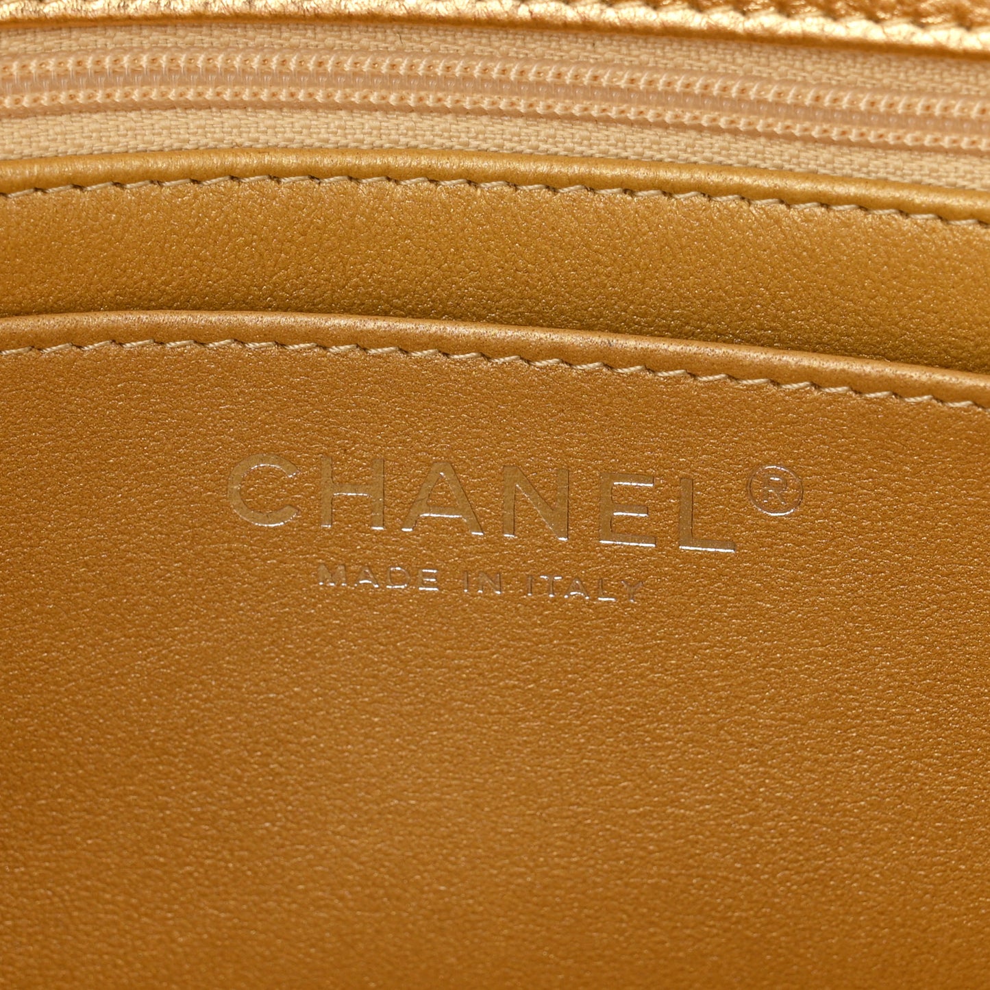Metallic Caviar Quilted Top Handle East West Flap Gold