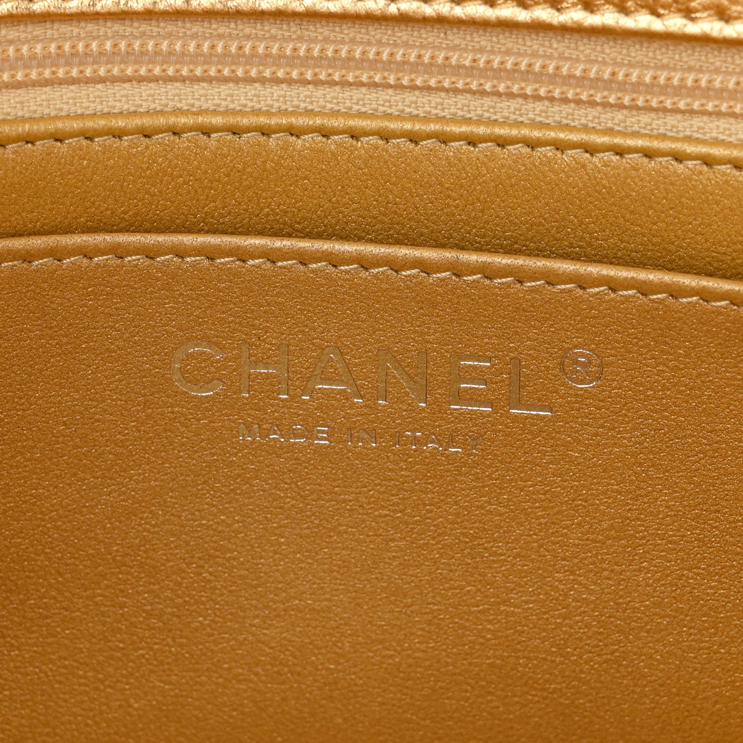 Chanel Metallic Caviar Quilted Top Handle East West Flap Gold 6 of 11