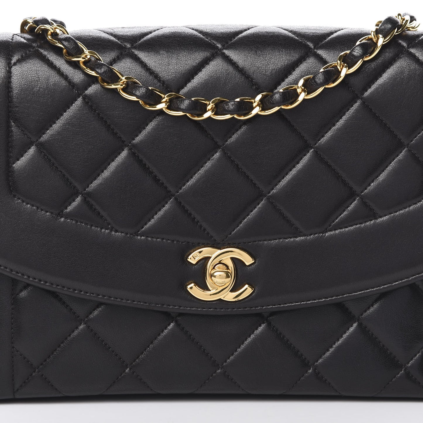 Lambskin Quilted Medium Single Flap Black