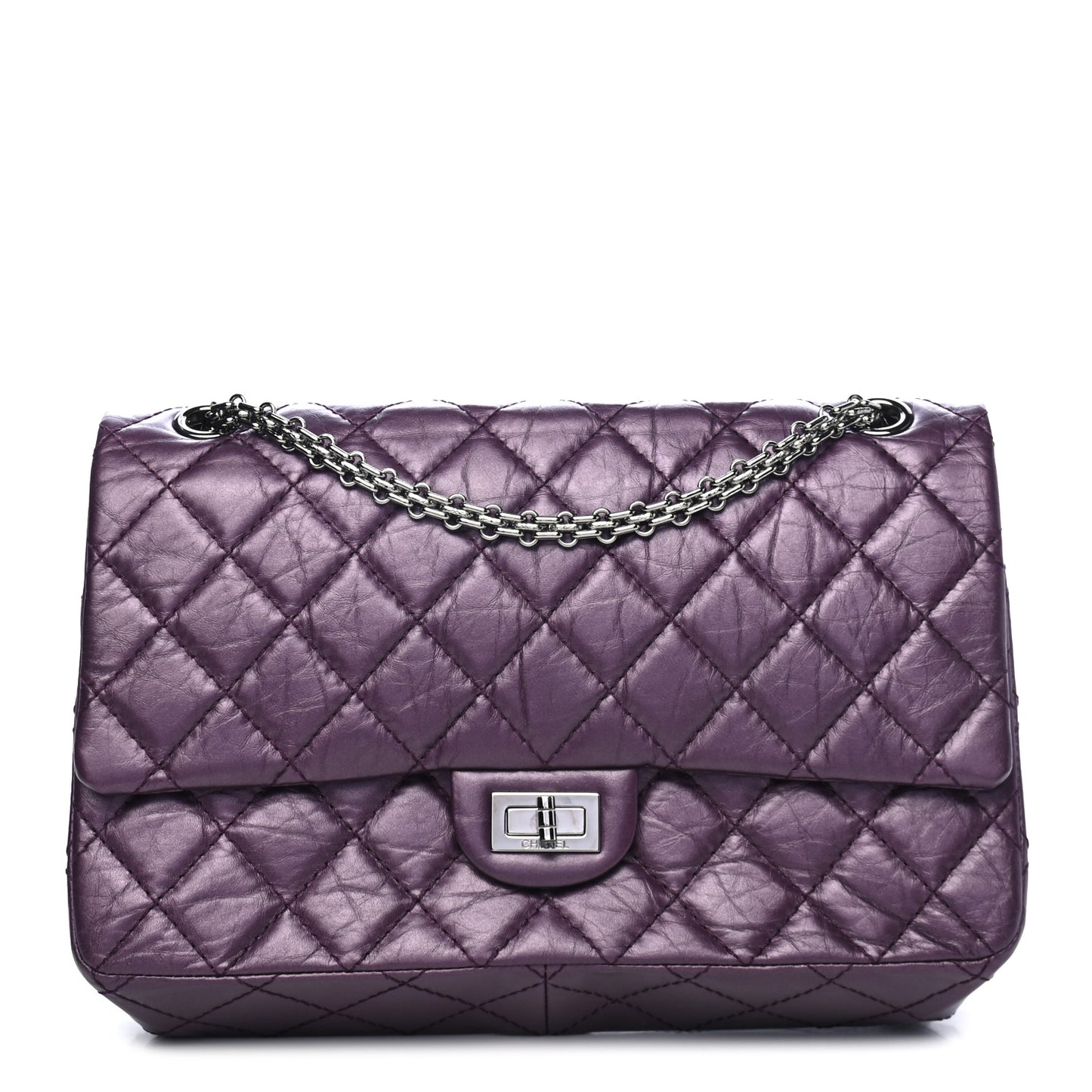 Metallic Aged Calfskin Quilted 2.55 Reissue 226 Flap Purple