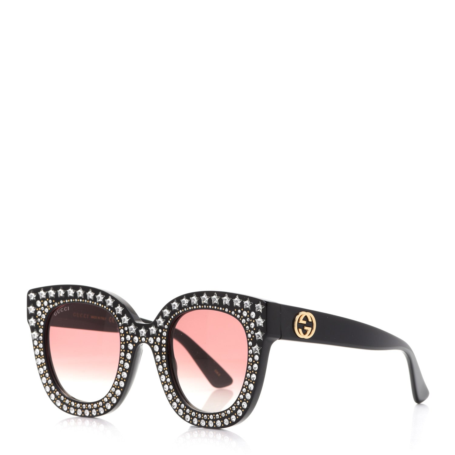 Gucci Acetate Stars Cat Eye Sunglasses GG0116S Black 1 of 8