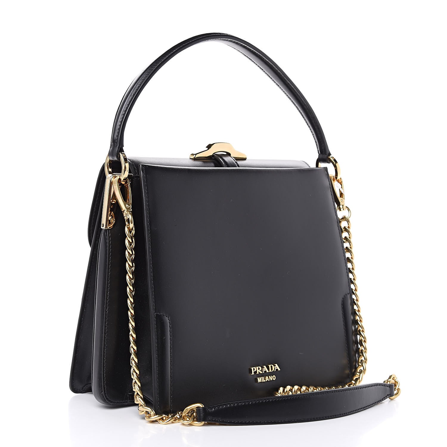 Prada City Calfskin Belle Top Handle Bag Black 3 of 9