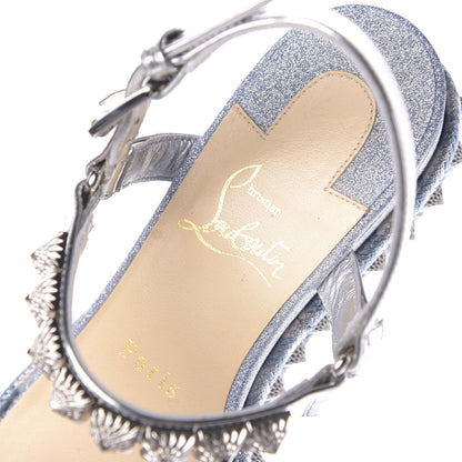 Christian Louboutin Patent Lurex Pira Ryad 60 Platform Sandals 36 Silver Blue 8 of 11
