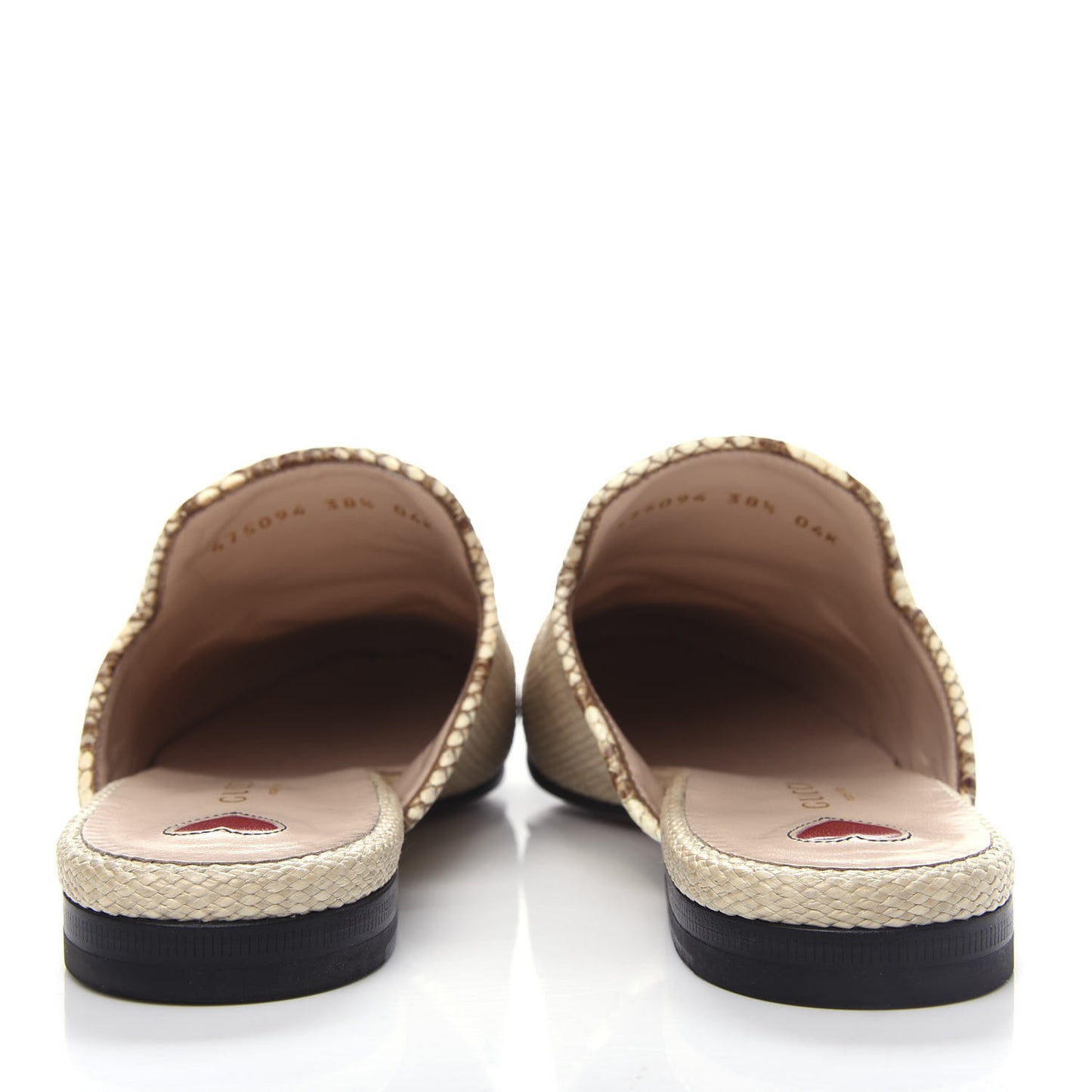 Straw Elaphe Womens Princetown Slippers 38.5 Natural Cream Brown