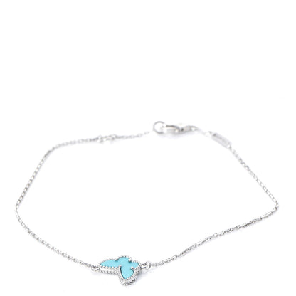 Van Cleef & Arpels 18K White Gold Turquoise Sweet Alhambra Butterfly Bracelet 1 of 8