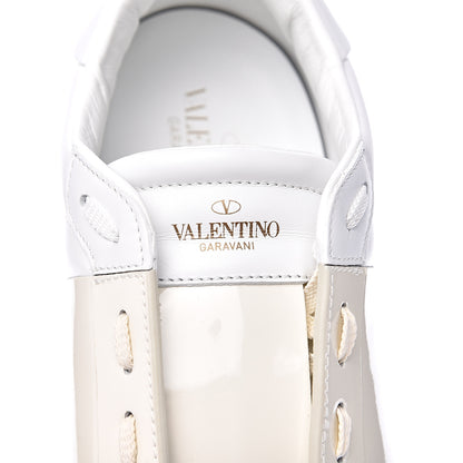Valentino Garavani Calfskin Patent Mens Rockstud Open Sneakers 45 Bianco 7 of 9