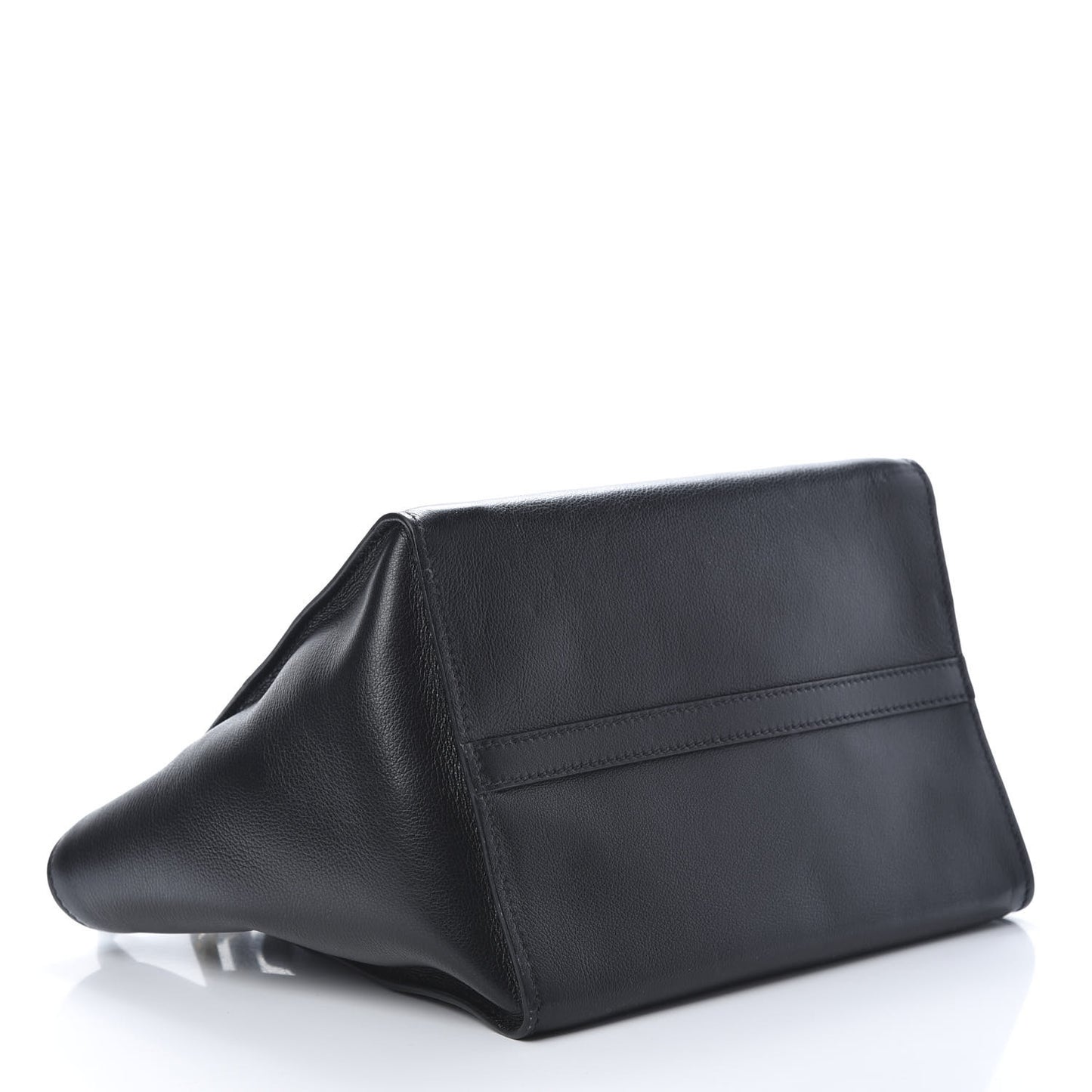 Glace Calf Small Twin Pocket Tote Black