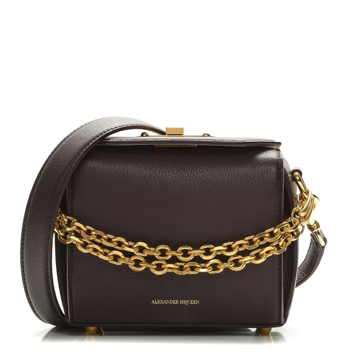 Alexander McQueen Silky Amish Grained Goatskin Box Shoulder Bag 16 Burgundy 1 of 6