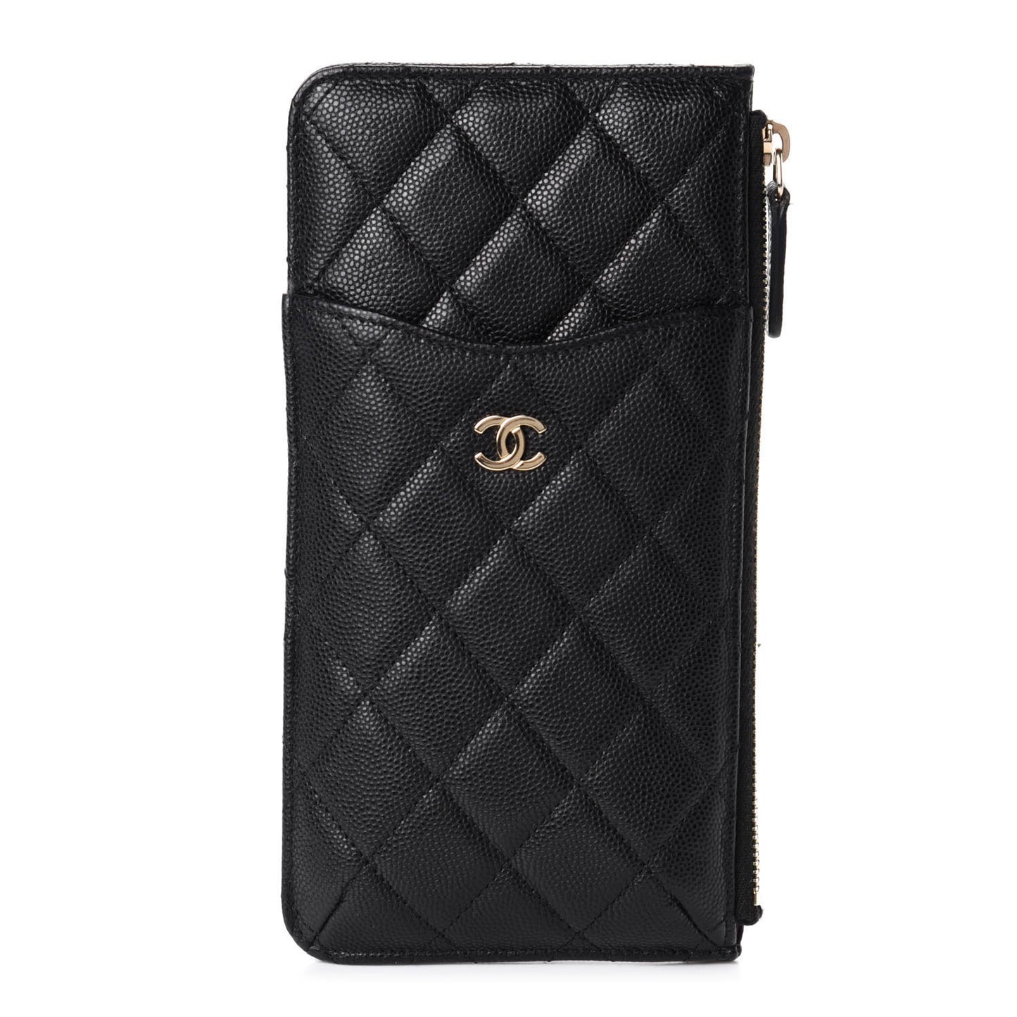 Caviar Quilted Classic Flat Wallet Pouch Black