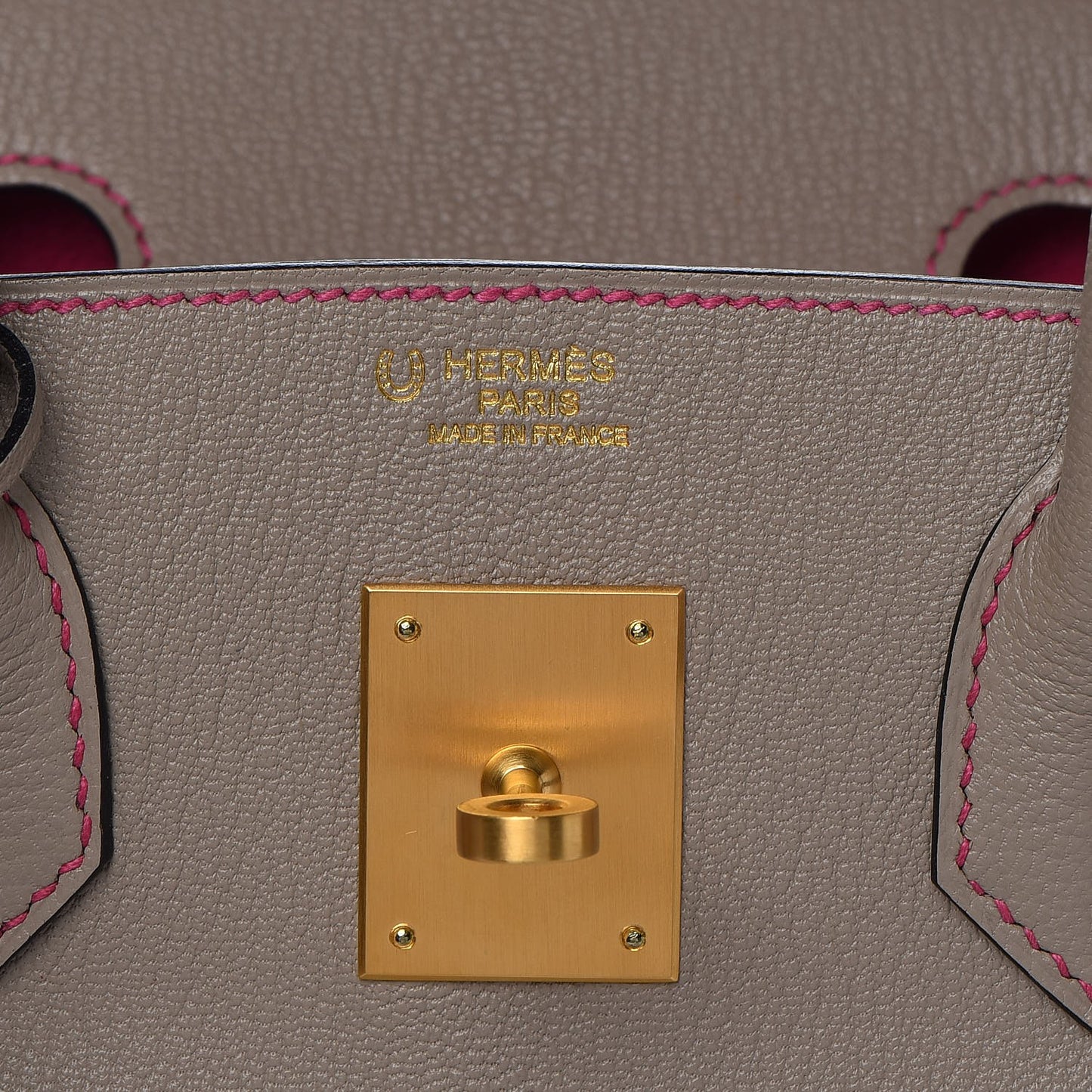 Chevre Mysore Horseshoe Birkin 30 Gris Tourterelle Rose Tyrien
