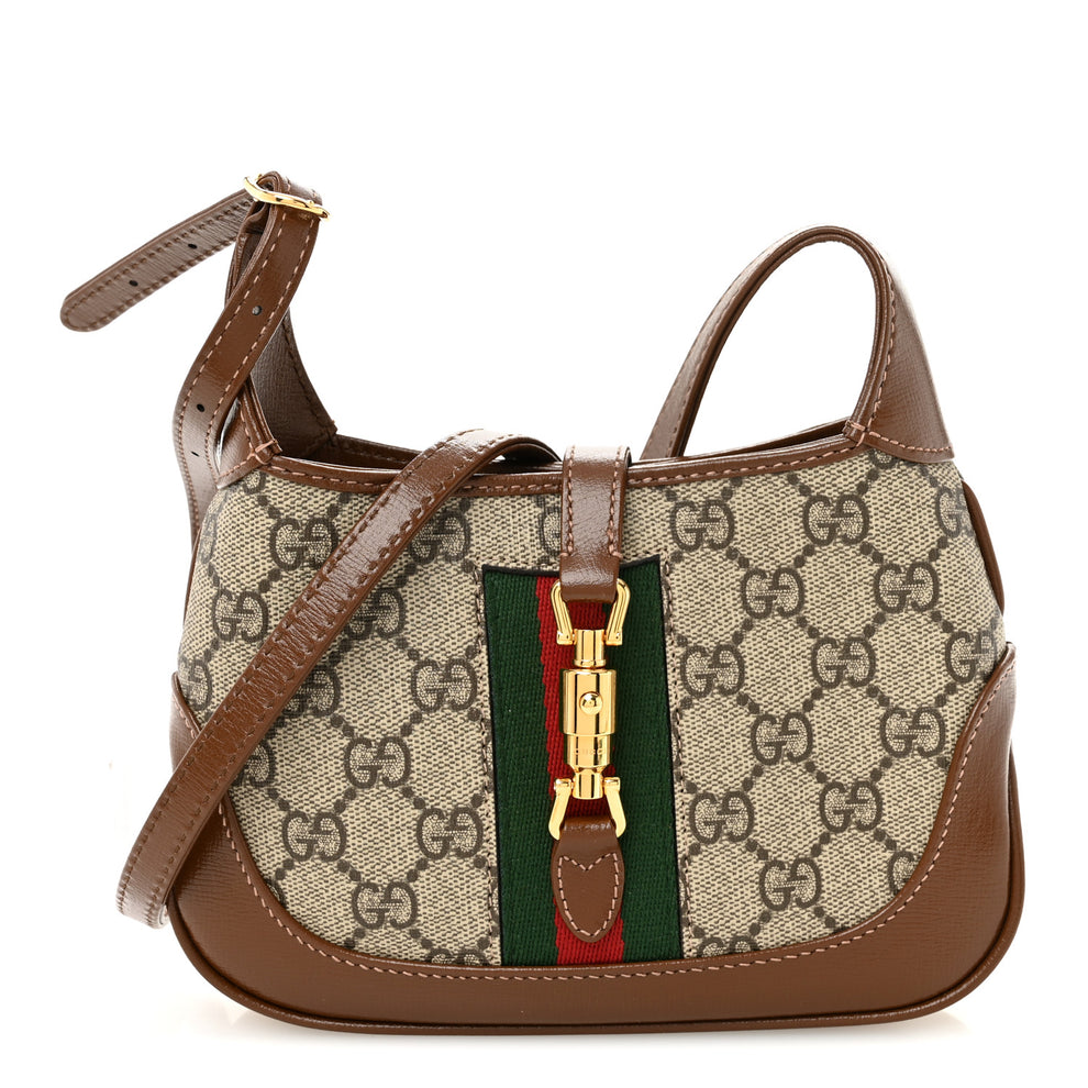 Gucci GG Supreme Monogram Azalea Calfskin Web Mini Jackie 1961 Hobo ...
