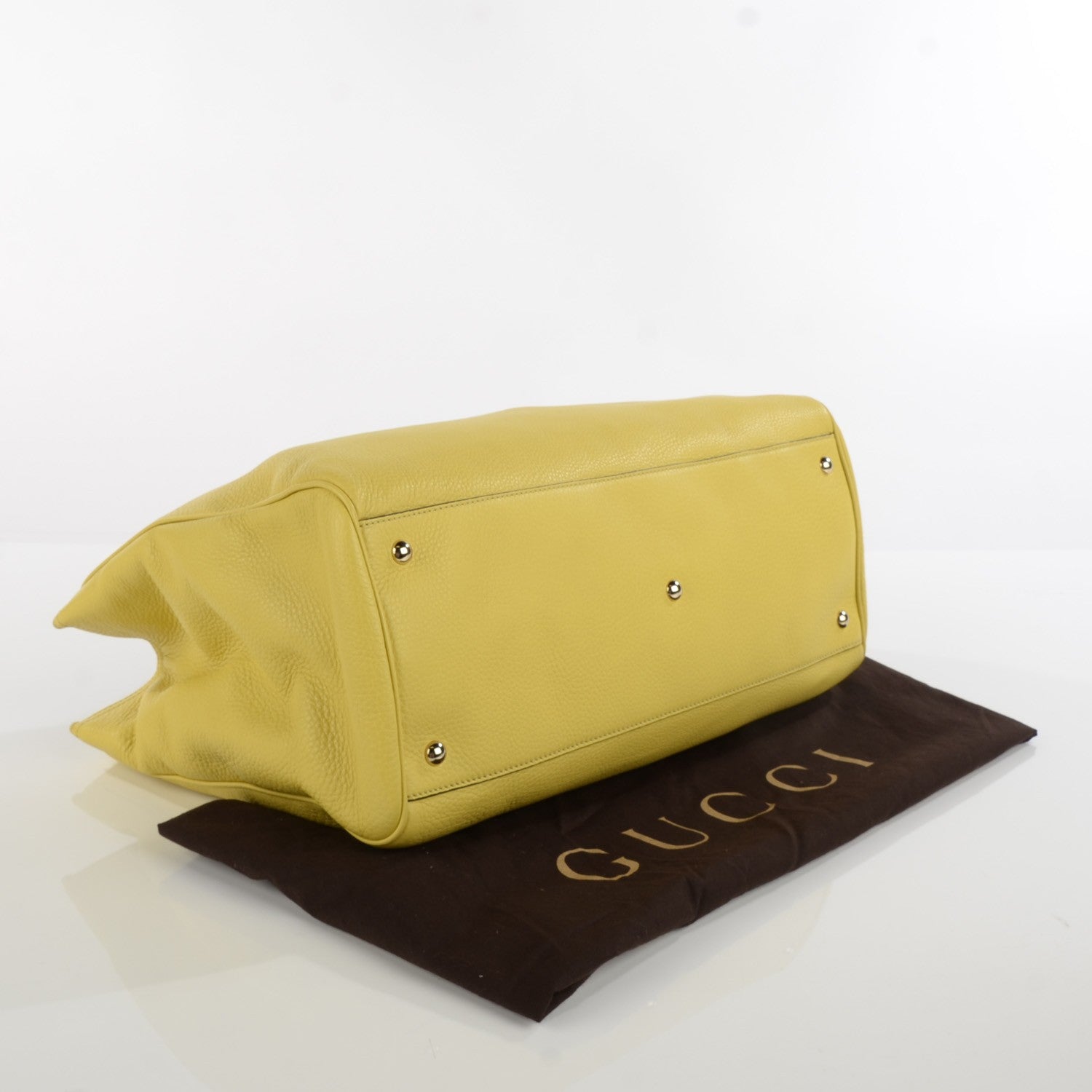 Gucci Calfskin Large Bamboo Shopper Tote Citrus 4 of 7