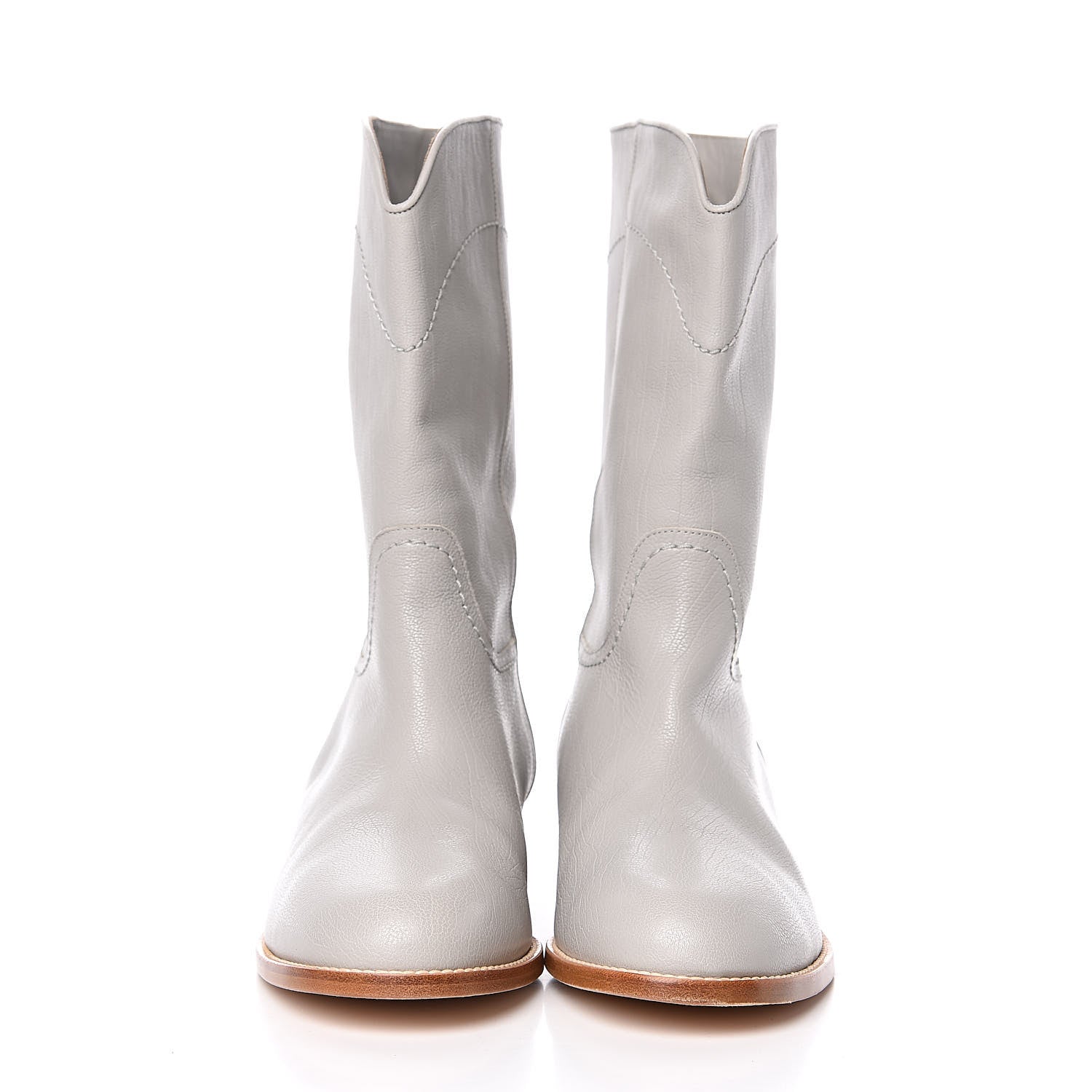 Chanel Calfskin Ascot CC Boots 41 Gray 2 of 11