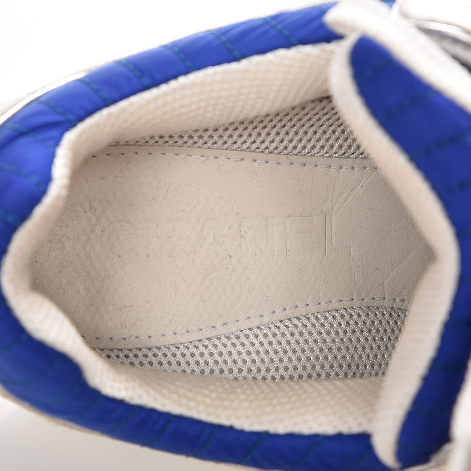 Chanel Suede Calfskin CC Sneakers 37.5 White Blue Yellow 7 of 8
